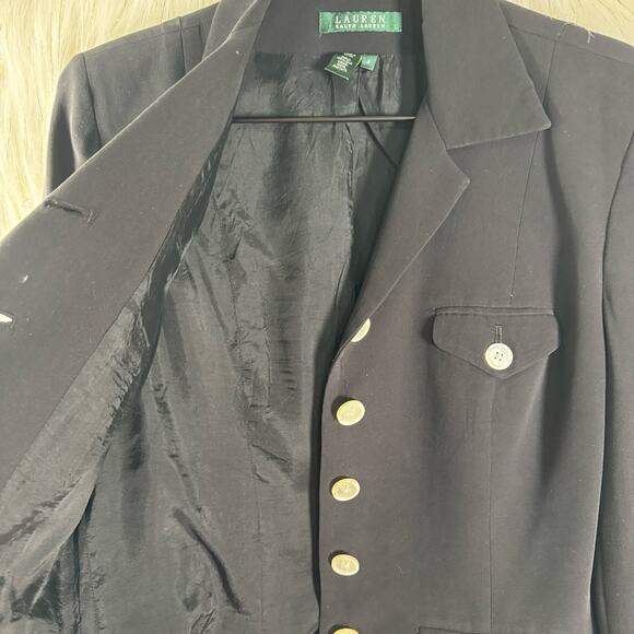 Lauren Ralph Lauren Womens 100% Silk Button Up Black Blazer Pockets Sz 8 - Picture 4 of 5